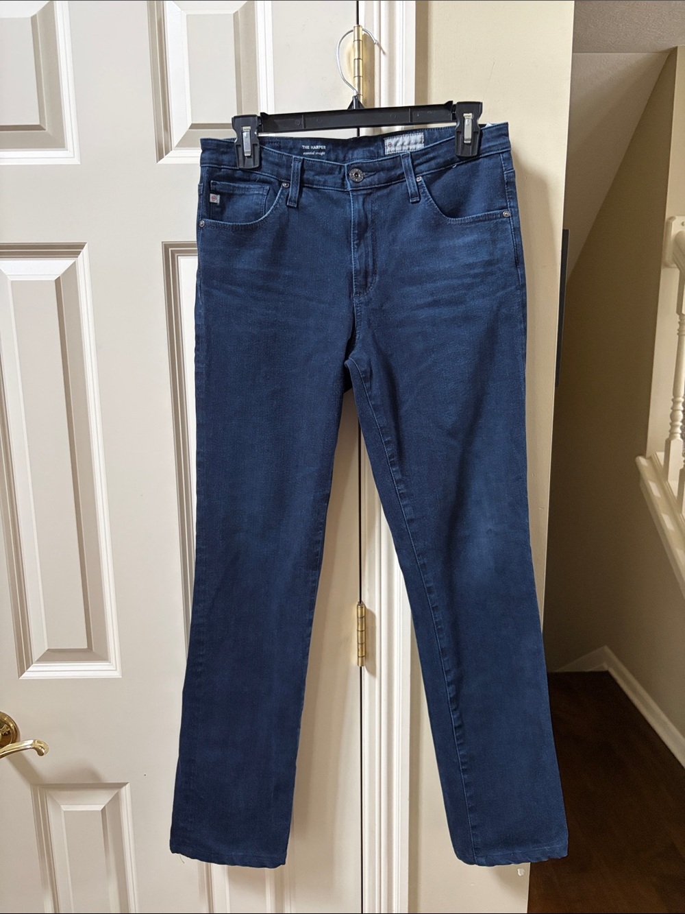 AG Harper Women's Essential Straight Leg Jeans in Dark Blue, 29
